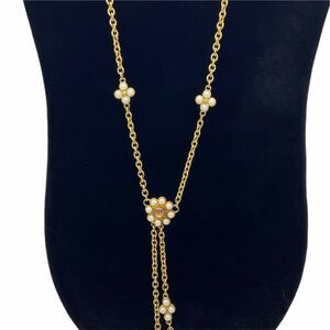 Avon  Necklace Womens Faux Amber Gold Tone Acrylic Glass Lightweight Chain Retro